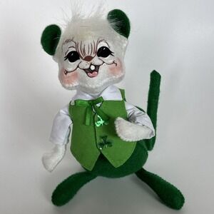 Annalee 6" 2009 Boy Mouse Doll Green Vest St Patrick's Day Leprechaun Shamrock